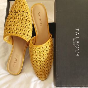 NEW Talbots Yellow Women's Slides Sz 10